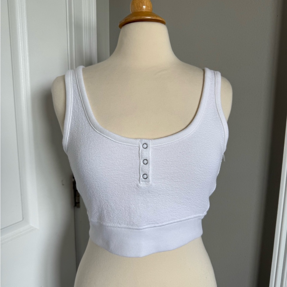White Sleeveless Ribbed Crop Top